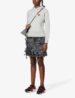 Comme Des Garçons Play Logo-embroidered Cotton-jersey Hoody -Whistlkes Style 143 2000022 P1T169 GREY ALT01