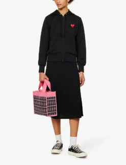 Comme Des Garçons Play Heart-embroidered Cotton-jersey Hoody -Whistlkes Style 143 2000022 P1T171 BLACK ALT01