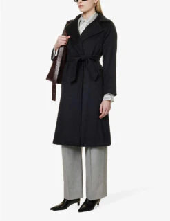 Max Mara Manuela Camel Hair Wrap Coat -Whistlkes Style 168 82052654 MANUELA NAVY ALT01