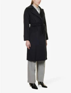 Max Mara Manuela Camel Hair Wrap Coat -Whistlkes Style 168 82052654 MANUELA NAVY ALT02