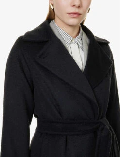 Max Mara Manuela Camel Hair Wrap Coat -Whistlkes Style 168 82052654 MANUELA NAVY ALT04
