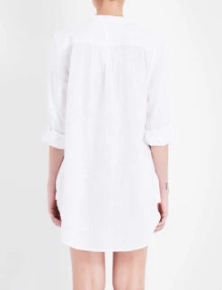 Seafolly Boyfriend Cotton Beach Shirt -Whistlkes Style 186 3000714 52815TO WHITE ALT02