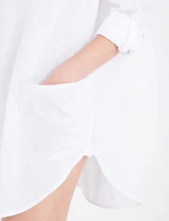 Seafolly Boyfriend Cotton Beach Shirt -Whistlkes Style 186 3000714 52815TO WHITE ALT05