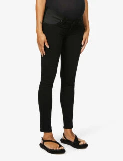 Paige Verdugo Skinny Mid-rise Maternity Jeans -Whistlkes Style 188 3002369 97885212139 BLACKSHADOW ALT02