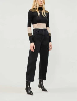 Whistles Barrel-leg High-rise Jeans -Whistlkes Style 501 10019 028812 BLACK ALT01