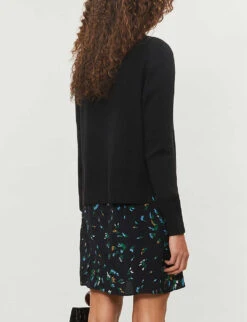 Whistles Button-up Cotton-blend Cardigan -Whistlkes Style 501 10019 030736 BLACK ALT02