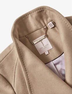 Ted Baker Rytaa Wrap Wool-blend Coat -Whistlkes Style R03640583 CAMEL ALT04