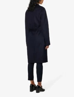 Joseph Cenda Wool And Cashmere-blend Belted Coat -Whistlkes Style R03658501 NAVY ALT03