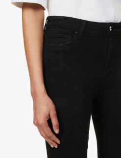 Paige Cindy Straight-leg High-rise Stretch-denim Jeans -Whistlkes Style R03689624 BLACKSHADOW ALT04