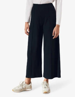 Pleated High-rise Jersey Trousers -Whistlkes Style R03698656 NAVY ALT02