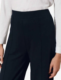 Pleated High-rise Jersey Trousers -Whistlkes Style R03698656 NAVY ALT04