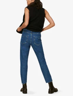 Whistles Authentic Slim-leg High-rise Cropped Organic-denim Jeans -Whistlkes Style R03731068 BLUE ALT02