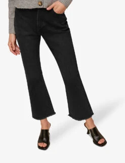 Whistles Authentic Mid-rise Kick-flare Cropped Jeans -Whistlkes Style R03733630 BLACK ALT03