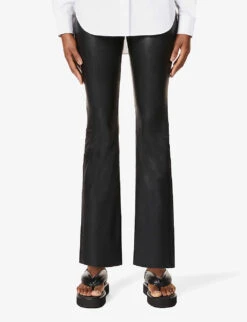 Commando Cropped Flared High-rise Faux-leather Trousers -Whistlkes Style R03742241 BLACK ALT02