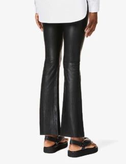 Commando Cropped Flared High-rise Faux-leather Trousers -Whistlkes Style R03742241 BLACK ALT03