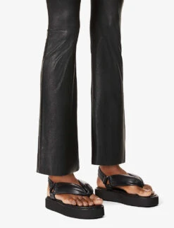 Commando Cropped Flared High-rise Faux-leather Trousers -Whistlkes Style R03742241 BLACK ALT04