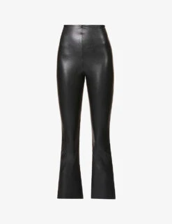 Commando Cropped Flared High-rise Faux-leather Trousers