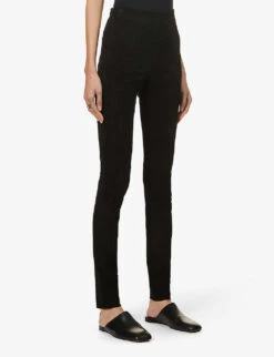 Joseph High-rise Suede Leggings -Whistlkes Style R03748266 BLACK ALT02