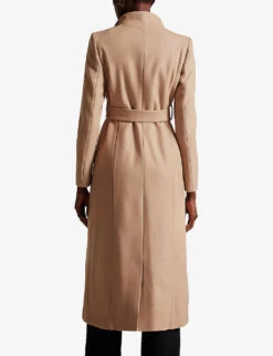 Ted Baker Rosell Wrap-over Wool-blend Coat -Whistlkes Style R03826476 CAMEL ALT03