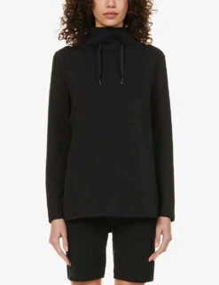 AirLuxe Got You Covered Stretch-jersey Sweatshirt -Whistlkes Style R03829720 VERYBLACK ALT02