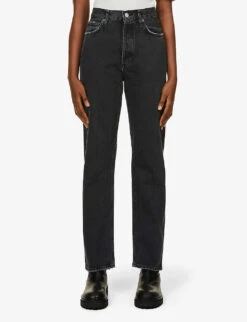 AGOLDE 90s Pinch Waist Straight-leg High-rise Organic-cotton Denim Jeans -Whistlkes Style R03833531 BLACKTEA ALT02