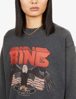 ANINE BING Logo-graphic Organic-cotton Jumper 11 ANINE BING Logo-graphic Organic-cotton Jumper -Whistlkes Style R03841895 BLACK ALT04