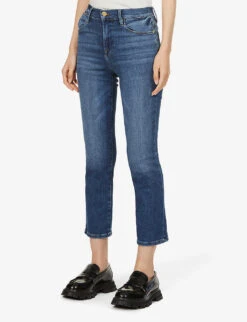 FRAME Le High Straight High-rise Slim-fit Cotton-twill Jeans -Whistlkes Style R03850667 BESTIA ALT02