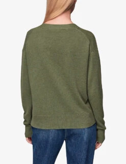 Whistles V-neck Long-sleeve Cashmere Cardigan -Whistlkes Style R03862952 GREEN ALT03