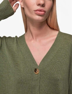 Whistles V-neck Long-sleeve Cashmere Cardigan -Whistlkes Style R03862952 GREEN ALT04