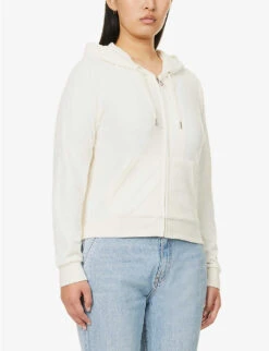 Juicy Couture Regular-fit Logo-embroidered Velour Hoody -Whistlkes Style R03875801 SUGARSWIZZLE ALT02