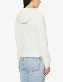 Juicy Couture Regular-fit Logo-embroidered Velour Hoody -Whistlkes Style R03875801 SUGARSWIZZLE ALT03