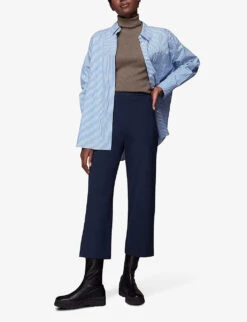 Whistles Camilla Wide-leg High-rise Stretch Woven Trousers -Whistlkes Style R03883161 NAVY ALT01