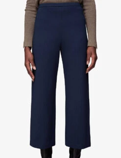 Whistles Camilla Wide-leg High-rise Stretch Woven Trousers -Whistlkes Style R03883161 NAVY ALT02