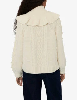 Whistles Electra Cable-knit Cotton-blend Jumper -Whistlkes Style R03886463 CREAM ALT03