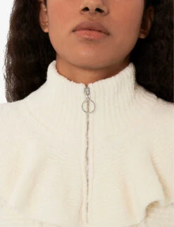 Whistles Electra Cable-knit Cotton-blend Jumper -Whistlkes Style R03886463 CREAM ALT04