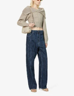 Jacquemus La Maille Risoul Cropped Wool Jumper -Whistlkes Style R03888313 BEIGE ALT01