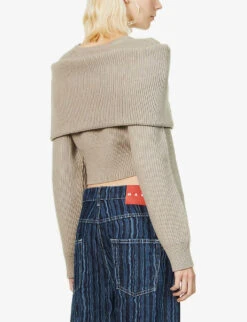 Jacquemus La Maille Risoul Cropped Wool Jumper -Whistlkes Style R03888313 BEIGE ALT03