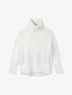 Herringbone-seams Roll-neck Merino-wool Jumper