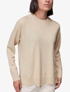 Whistles Crewneck Knitted Cashmere Jumper -Whistlkes Style R03899987 CREAM ALT02