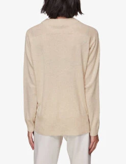 Whistles Crewneck Knitted Cashmere Jumper -Whistlkes Style R03899987 CREAM ALT03