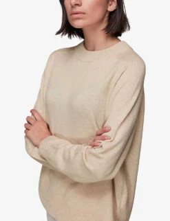 Whistles Crewneck Knitted Cashmere Jumper -Whistlkes Style R03899987 CREAM ALT05