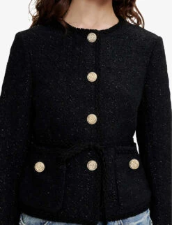 Maje Violette Metallic Tweed Jacket -Whistlkes Style R03900172 NOIRGRIS ALT04