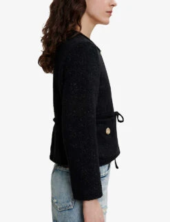 Maje Violette Metallic Tweed Jacket -Whistlkes Style R03900172 NOIRGRIS ALT05