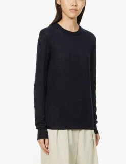 Joseph Cashair Round-neck Cashmere Jumper -Whistlkes Style R03900698 NAVY ALT02