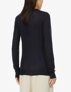 Joseph Cashair Round-neck Cashmere Jumper -Whistlkes Style R03900698 NAVY ALT03