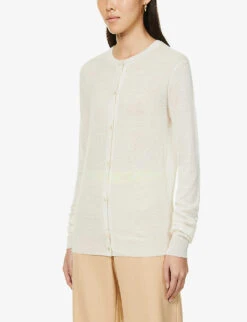 Joseph Cashair Round-neck Cashmere Cardigan -Whistlkes Style R03900703 IVORY ALT02