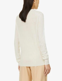 Joseph Cashair Round-neck Cashmere Cardigan -Whistlkes Style R03900703 IVORY ALT03