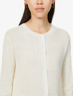 Joseph Cashair Round-neck Cashmere Cardigan -Whistlkes Style R03900703 IVORY ALT04