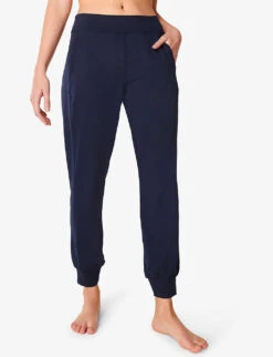 Sweaty Betty Gary Slim-fit Mid-rise Stretch-woven Yoga Trousers -Whistlkes Style R03903067 NAVYBLUE ALT02