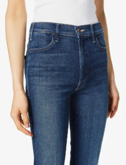 MOTHER Hustler Faded Flared High-rise Denim-blend Jeans -Whistlkes Style R03905294 HOMEMOVIES ALT04